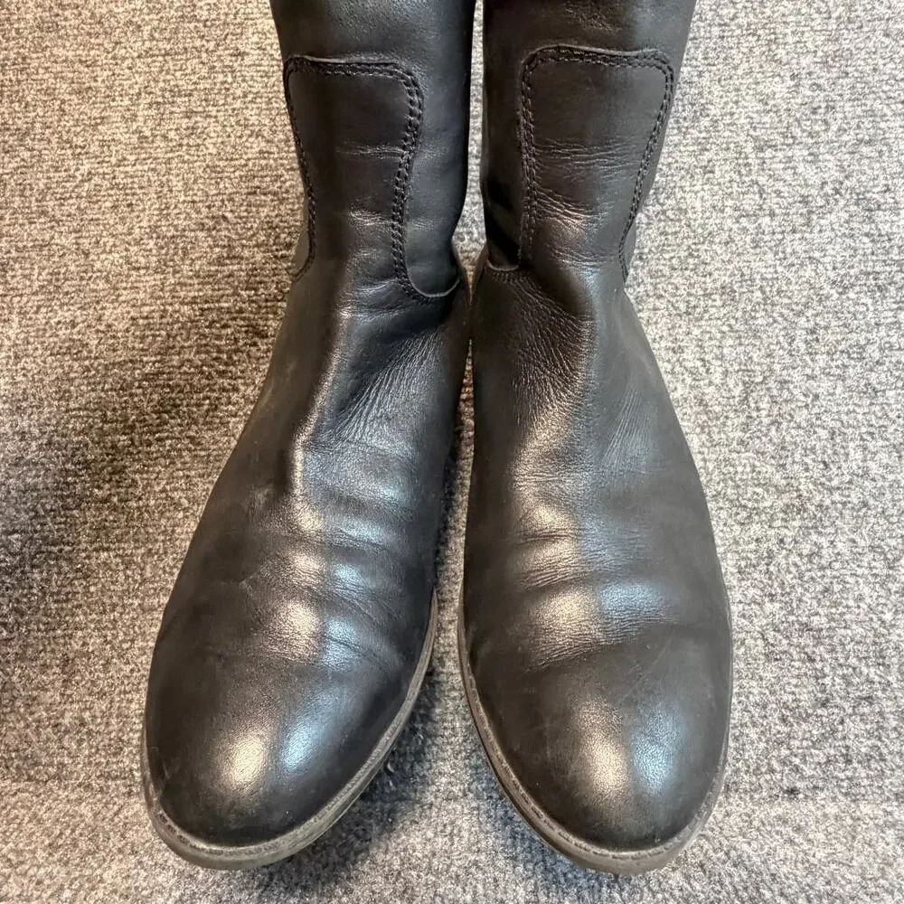 Sam Edelman Penny Black Leather Knee High Tall Riding Boots Size 8 Equestrian